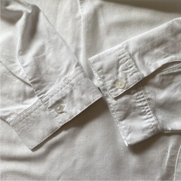 For Cynthia Linen Cotton Blend Tunic Popover White Plus 3X Relaxed Fit - Picture 8 of 10